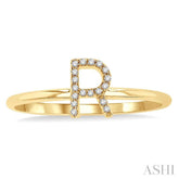 1/20 Ctw Initial 'R' Round Cut Diamond Fashion Ring in 10K Yellow Gold